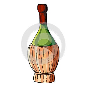 Vino rosso Italiano una bottiglia isolato su sfondo bianco 