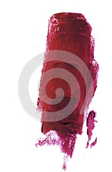 Red wine lipstick smear isolated on white background