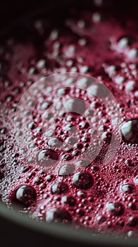 Red wine liquid surface bubbling during fermentation process