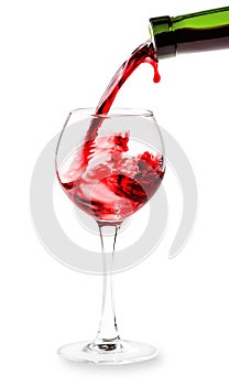 Red wine pouring into the glass