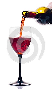Red wine pouring glass