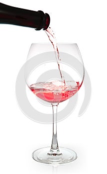red wine pouring isolated