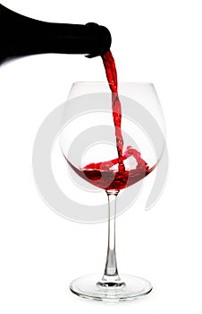 red wine pouring isolated