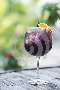 Red wine sangria cocktail outside