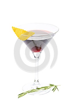 Red wine sour alcoholic classic cocktail in a martini glass