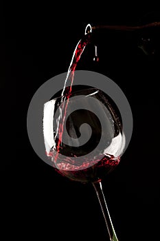 Red wine splash on a glass