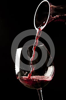 Red wine splash on a glass