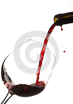 Red wine splash on a glass