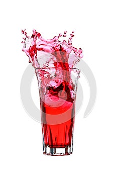 Red wine splash in glass