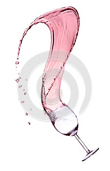 Red wine splash over white background.