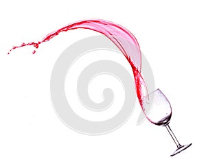 Red wine splash over white background.