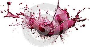 Red wine splash on a white background. Abstract bright splashes close up. AI Generated