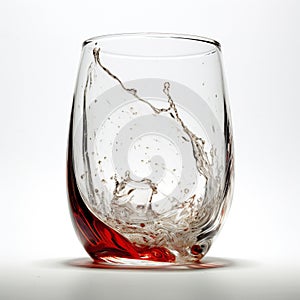 Red wine splashing into a glass isolated on white background, studio shot