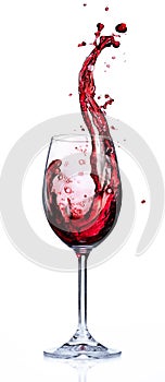 Red Wine Splashing In Glasses