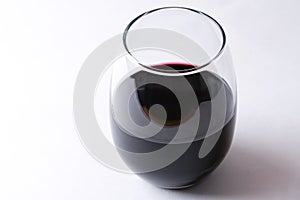 Red Wine in a Stemless Glass