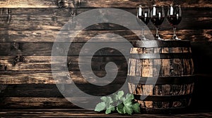 Red wine tasting cellar oak barrel wood background