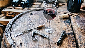 Red wine tasting cellar vintage tools