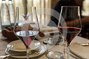 red wine tastings of fine wine aged in the cellar glasses and bottles