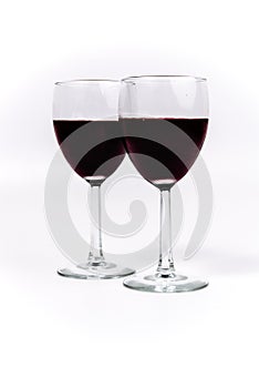 Red Wine in two glasses overlapping