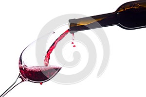 Red wine on white background