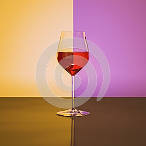 Red wine wineglass refraction