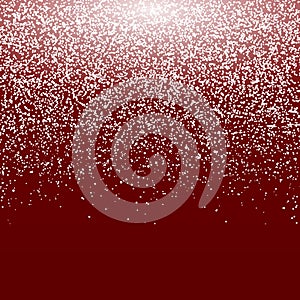 Red winter background. Falling snow. Flying snowflakes backdrop. Christmas holiday mood background. New Year snowfall vector