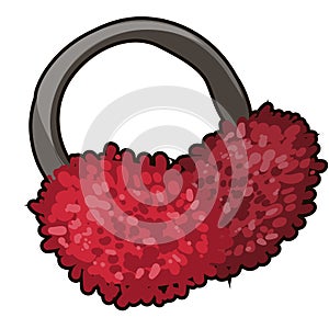 Red winter earmuffs isolated on white background. Stylish and trendy accessories. Vector cartoon close-up illustration.