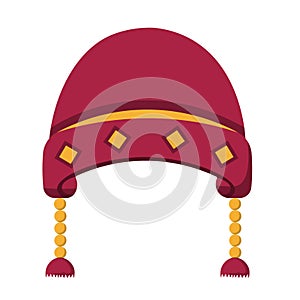 Red winter hat, knitted cap vector illustration