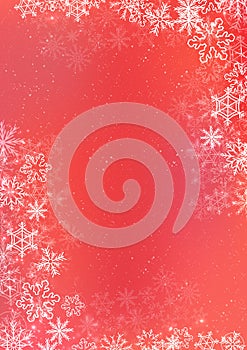 Red winter paper background with snowflake border
