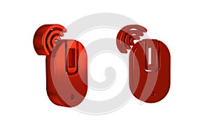 Red Wireless computer mouse icon isolated on transparent background. Optical with wheel symbol.