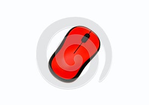 Red wireless mouse isolated on white background with clipping path.