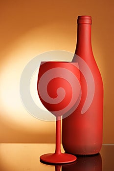 Red wne bottle and glass