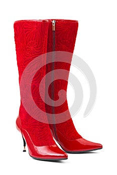 Red woman boots