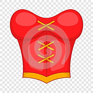 Red woman corset icon, cartoon style