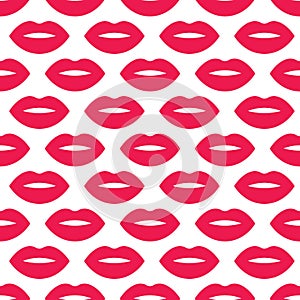 Red woman lips seamless pattern.