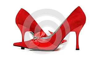 Red woman shoes isolated