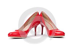 Red woman shoes isolated on white background