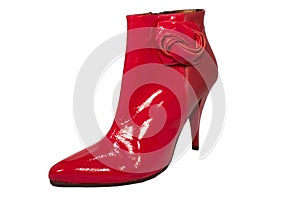 Red women ankle boot