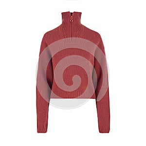 Red women`s turtleneck with sleeves
