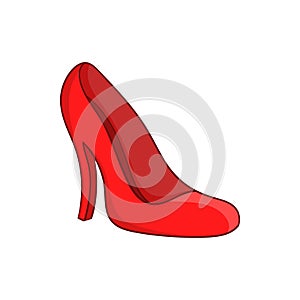 Red women shoes icon, cartoon style
