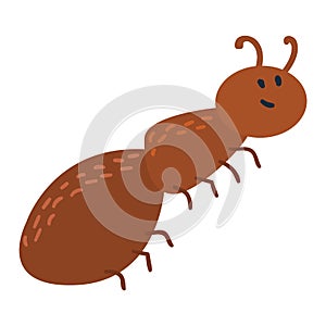 Red wood ant nature small insect animal hand drawn vector fauna character illustration.