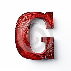 Red Wood Letter G Carved Illustration On White Background