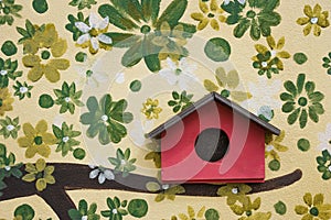 Red wooden bird house