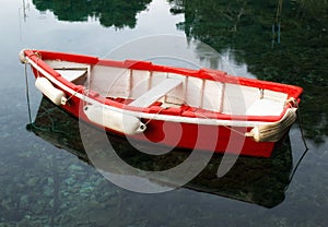 Red wooden boat