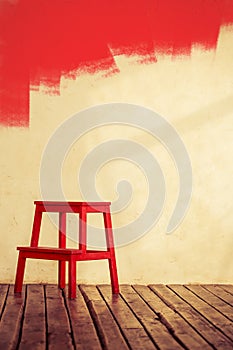 Red wooden chair