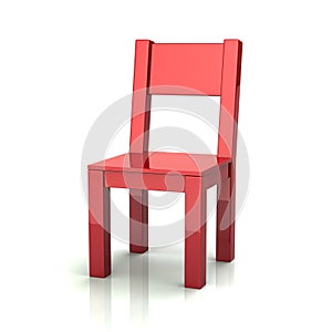 Red wooden chair 3d illustration