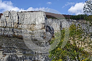 Red wooden climber house in the Lakatnik rocks, Iskar river defile, Sofia province