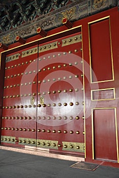 Red Wooden Door ornaments from the Imperial Palace of the forbidden City in Beijing