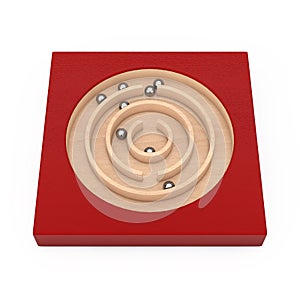 Red Wooden Education Labyrinth Maze Toy Game for Children Memory Advance Learning. 3d Rendering