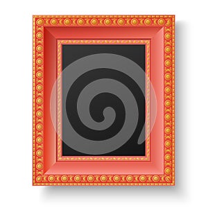 Red wooden frame with gold patterns for picture or text